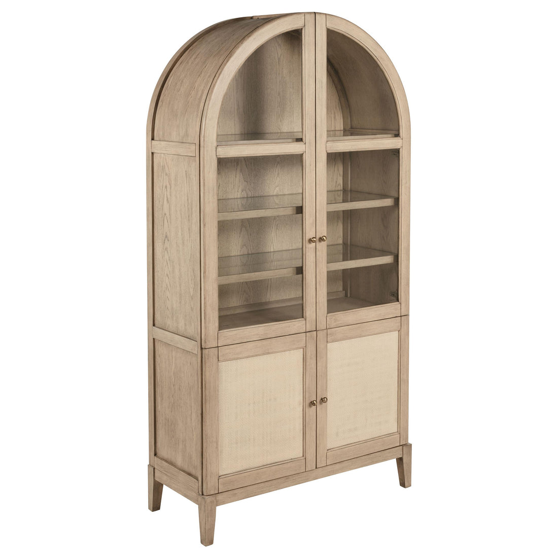 Kailani 4-Door Cane Dining Vitrine Display Cabinet Beige Oak - 109386