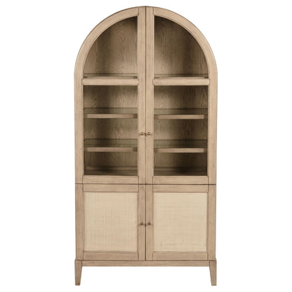 Kailani 4-Door Cane Dining Vitrine Display Cabinet Beige Oak - 109386