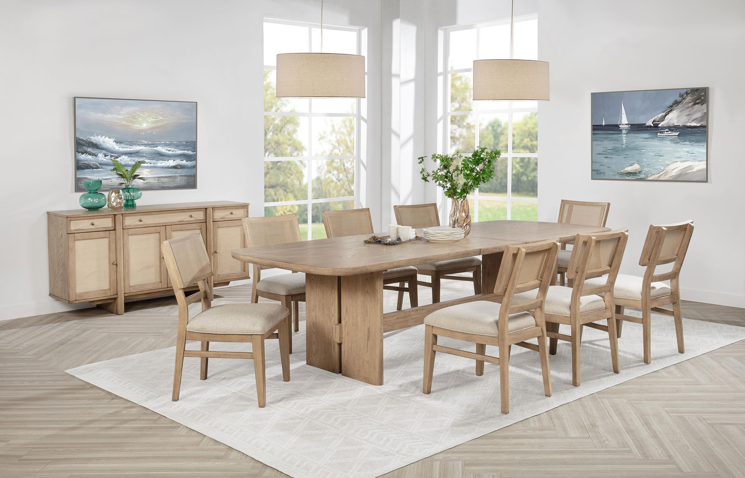 Kailani 4-door Cane Sideboard Buffet Cabinet Beige Oak - 109385