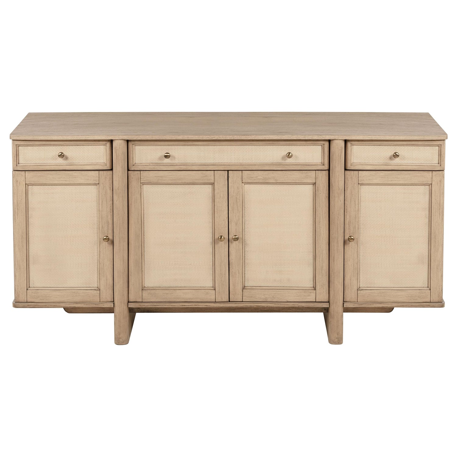 Kailani 4-door Cane Sideboard Buffet Cabinet Beige Oak - 109385
