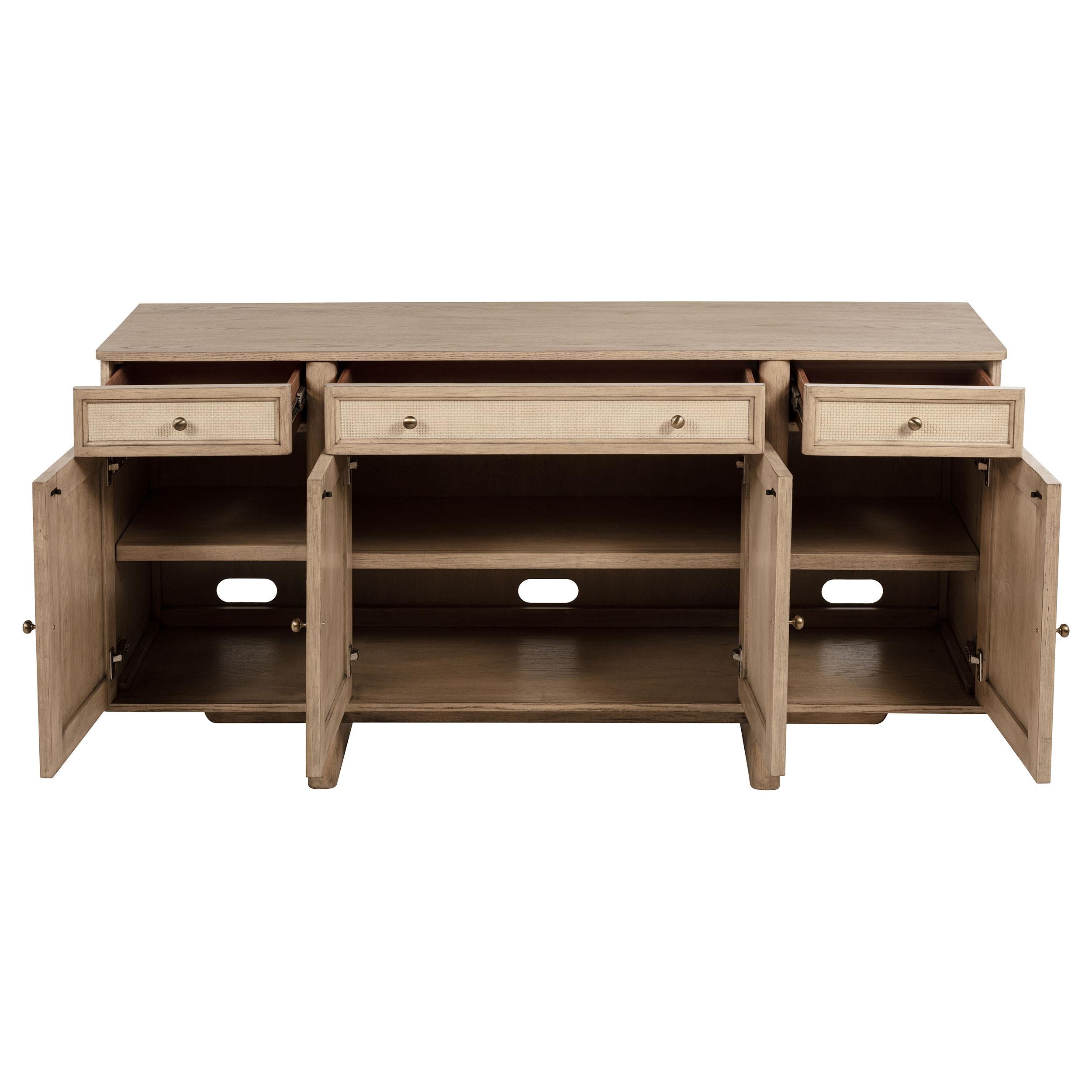 Kailani 4-door Cane Sideboard Buffet Cabinet Beige Oak - 109385