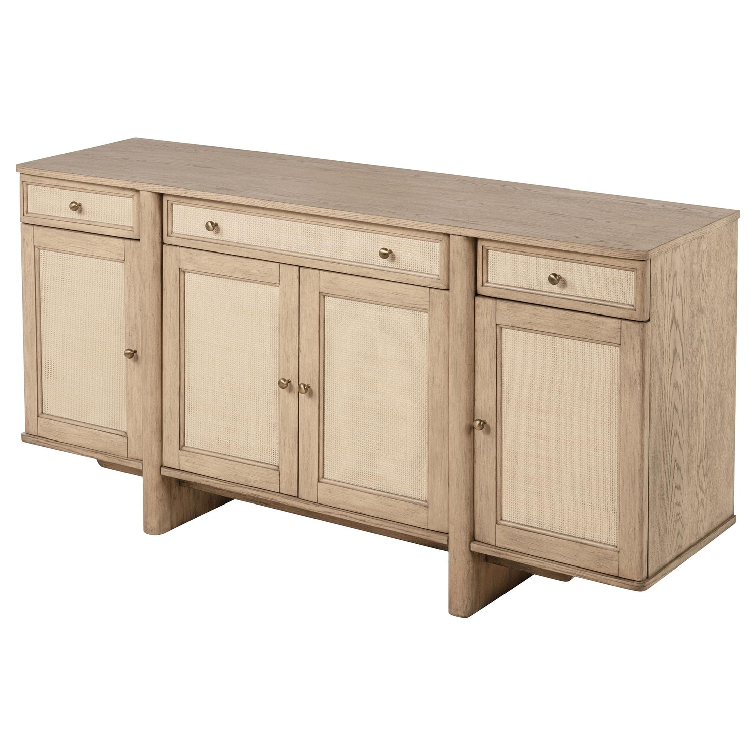 Kailani 4-door Cane Sideboard Buffet Cabinet Beige Oak - 109385