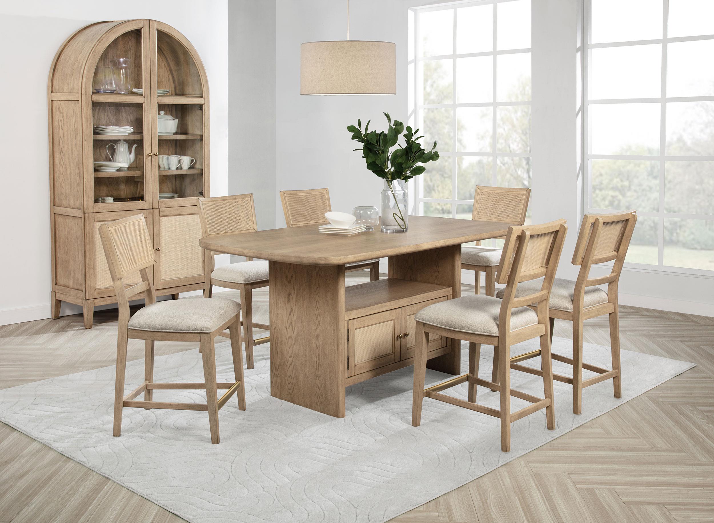 Kailani Cane Counter Height Storage Dining Table Beige Oak - 109388