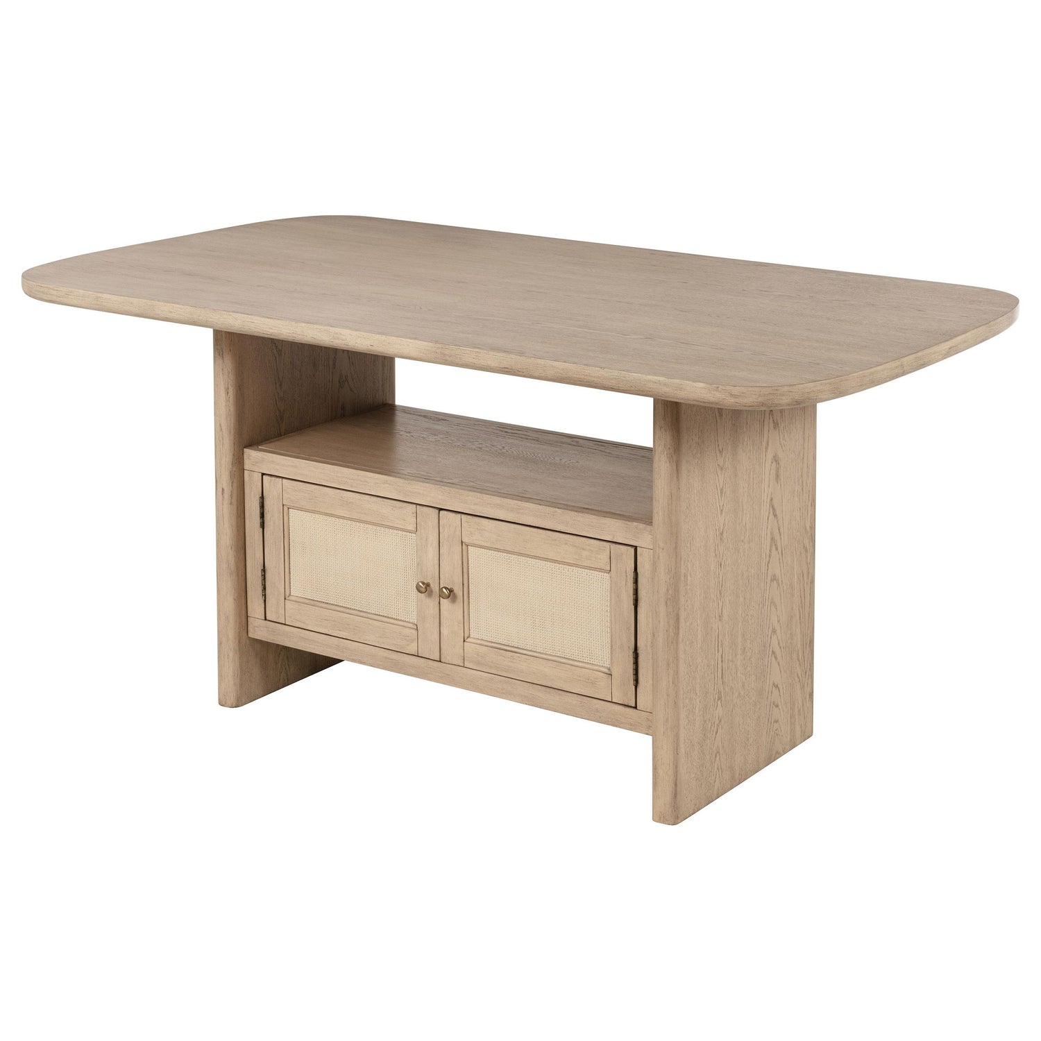 Kailani Cane Counter Height Storage Dining Table Beige Oak - 109388