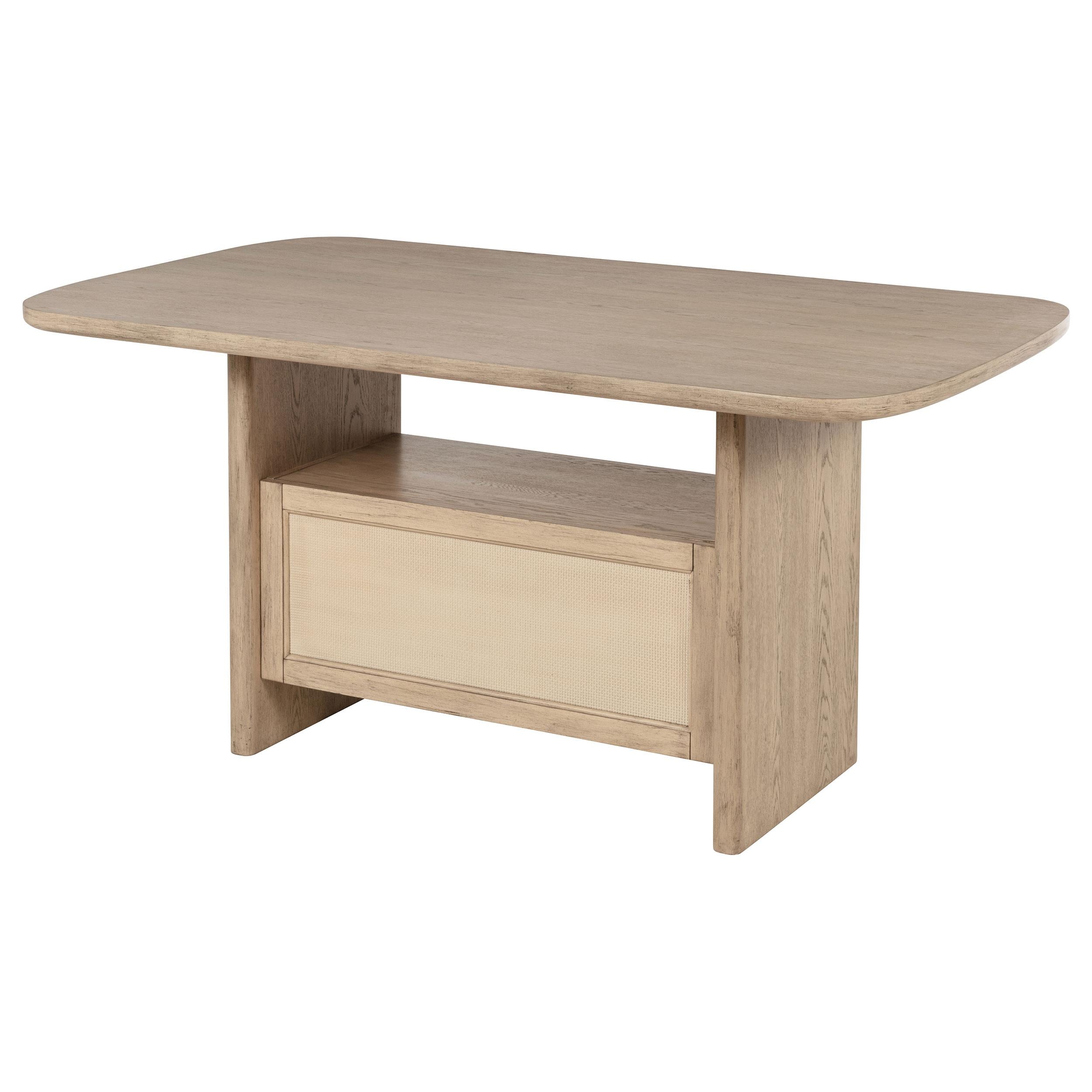 Kailani Cane Counter Height Storage Dining Table Beige Oak - 109388