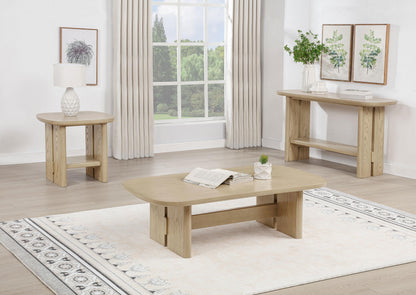 Kailani Coastal Sofa Console Table with Shelf Beige Oak - 706589