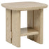 Kailani Coastal Square End Side Table with Shelf Beige Oak - 706587