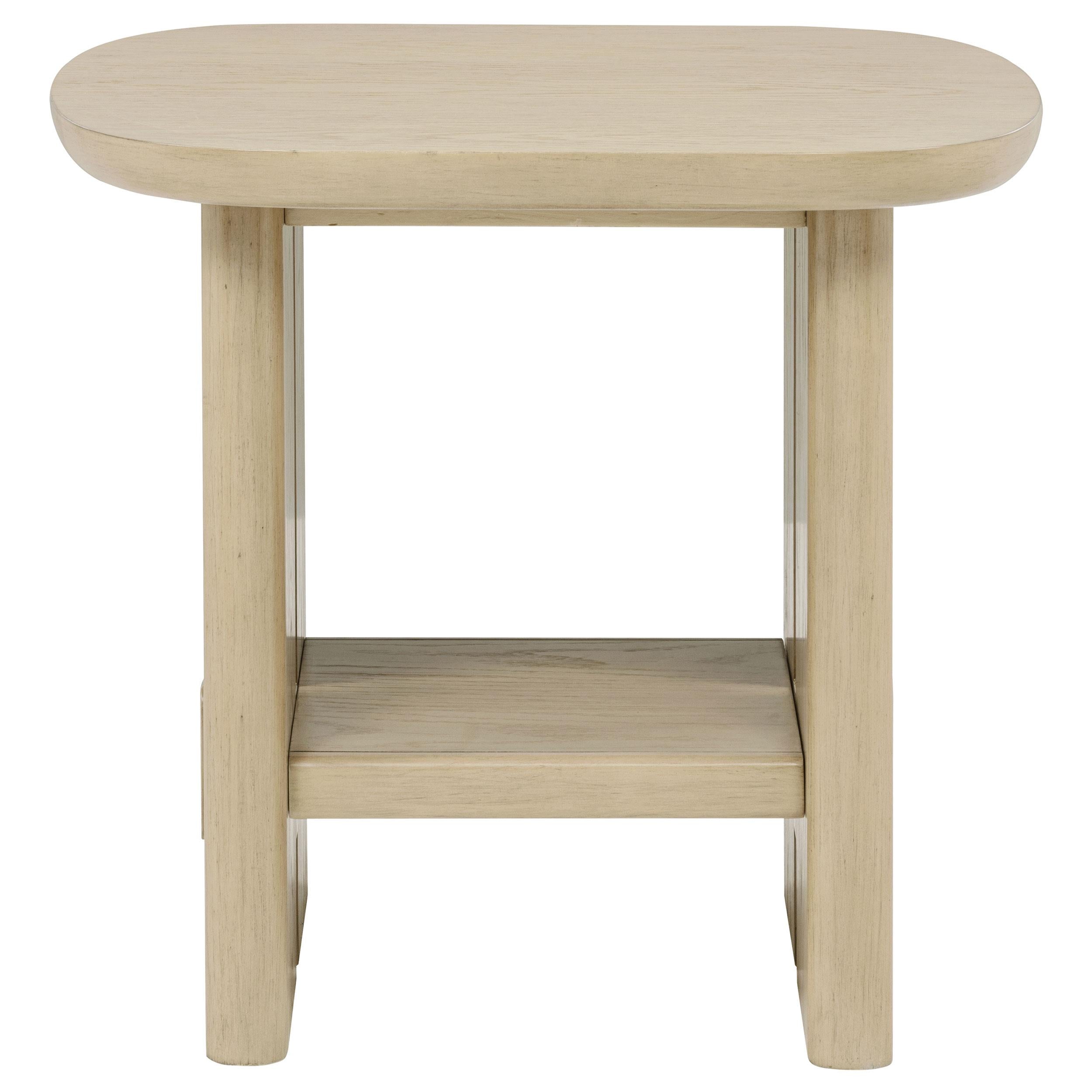 Kailani Coastal Square End Side Table with Shelf Beige Oak - 706587