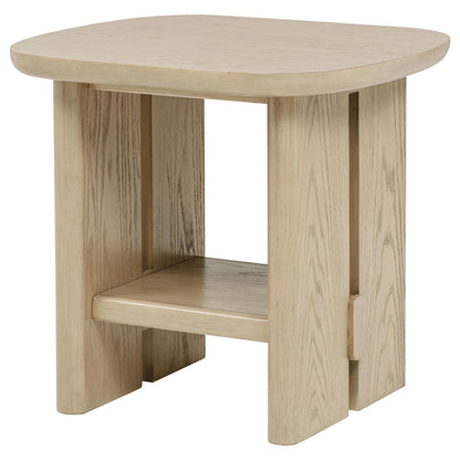 Kailani Coastal Square End Side Table with Shelf Beige Oak - 706587