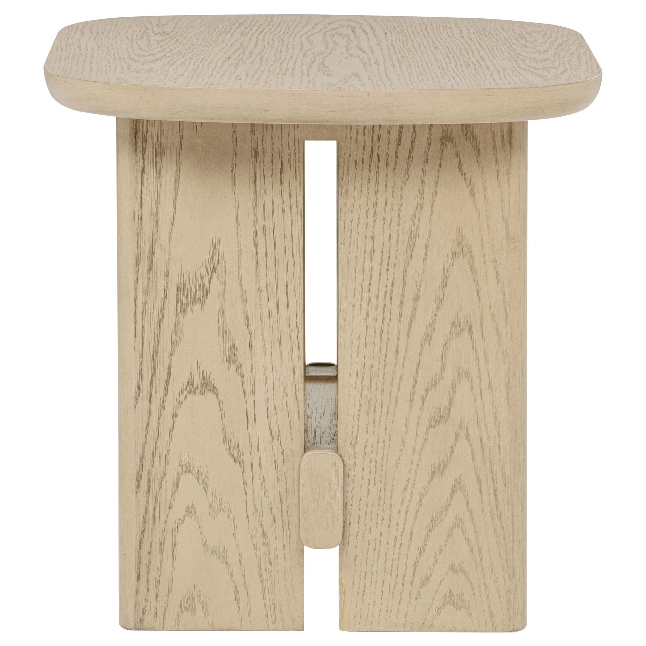 Kailani Coastal Square End Side Table with Shelf Beige Oak - 706587