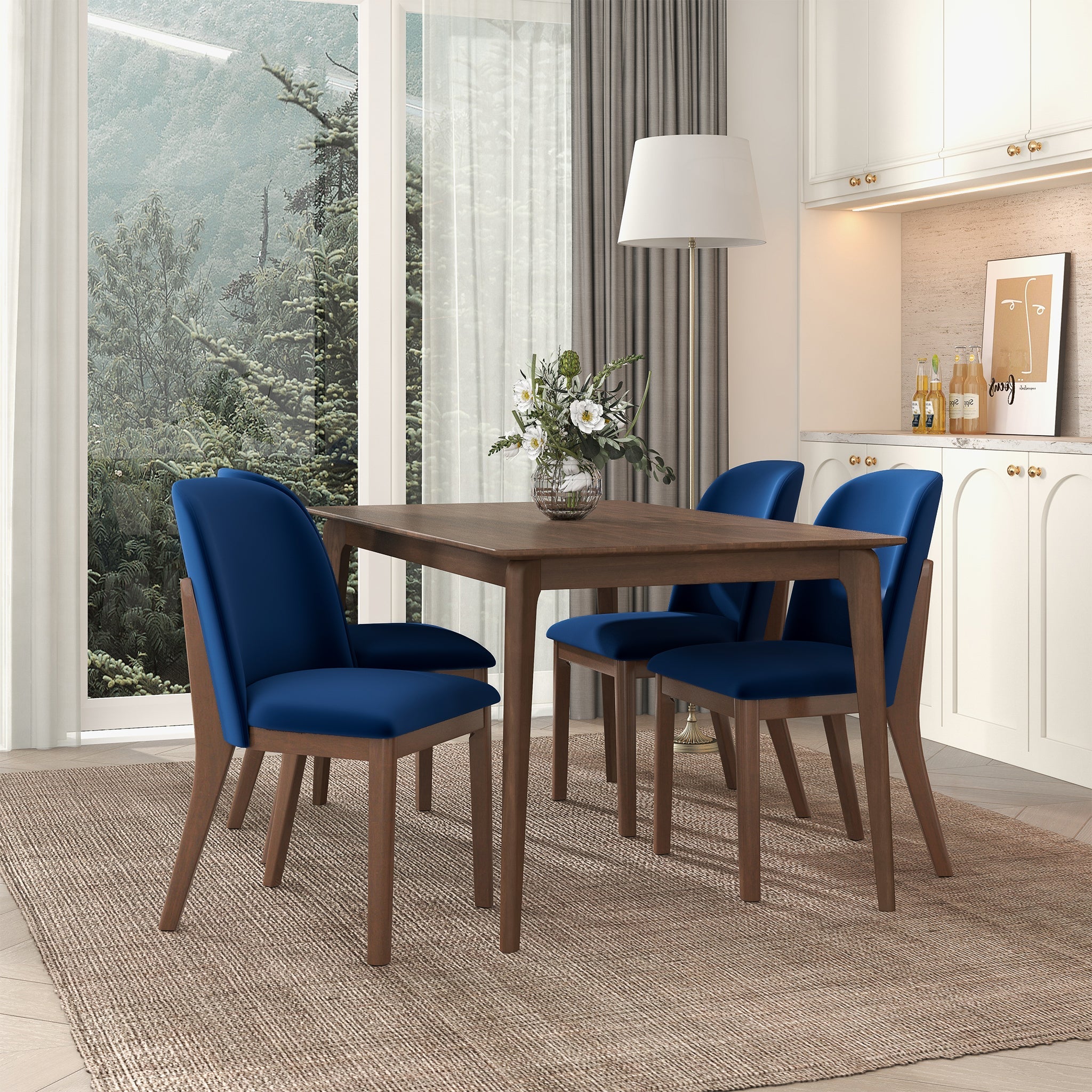 Kaitlyn  Navy Blue Velvet Dining Chair (Set Of 2) - DCH00400504