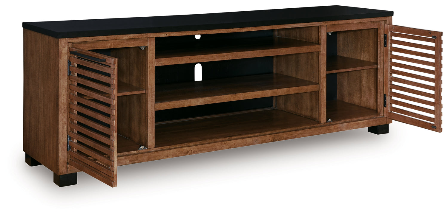Kallari Warm Brown/Black 84" TV Stand - W737-78