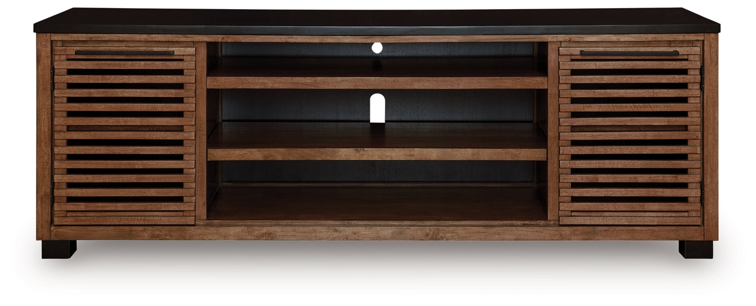 Kallari Warm Brown/Black 84" TV Stand - W737-78