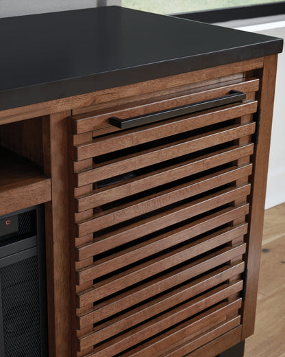Kallari Warm Brown/Black 84" TV Stand with Electric Fireplace - W737W1