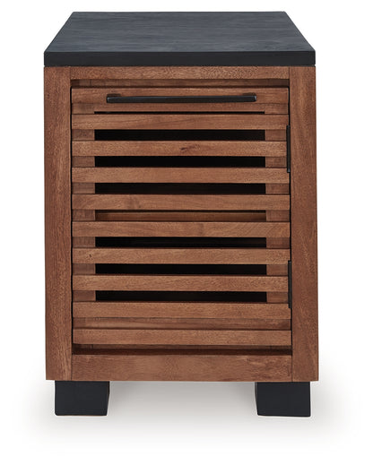 Kallari Warm Brown/Black Chairside End Table - T737-7