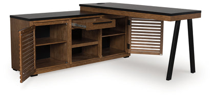 Kallari Warm Brown/Black Credenza with Desk Return - H737H1