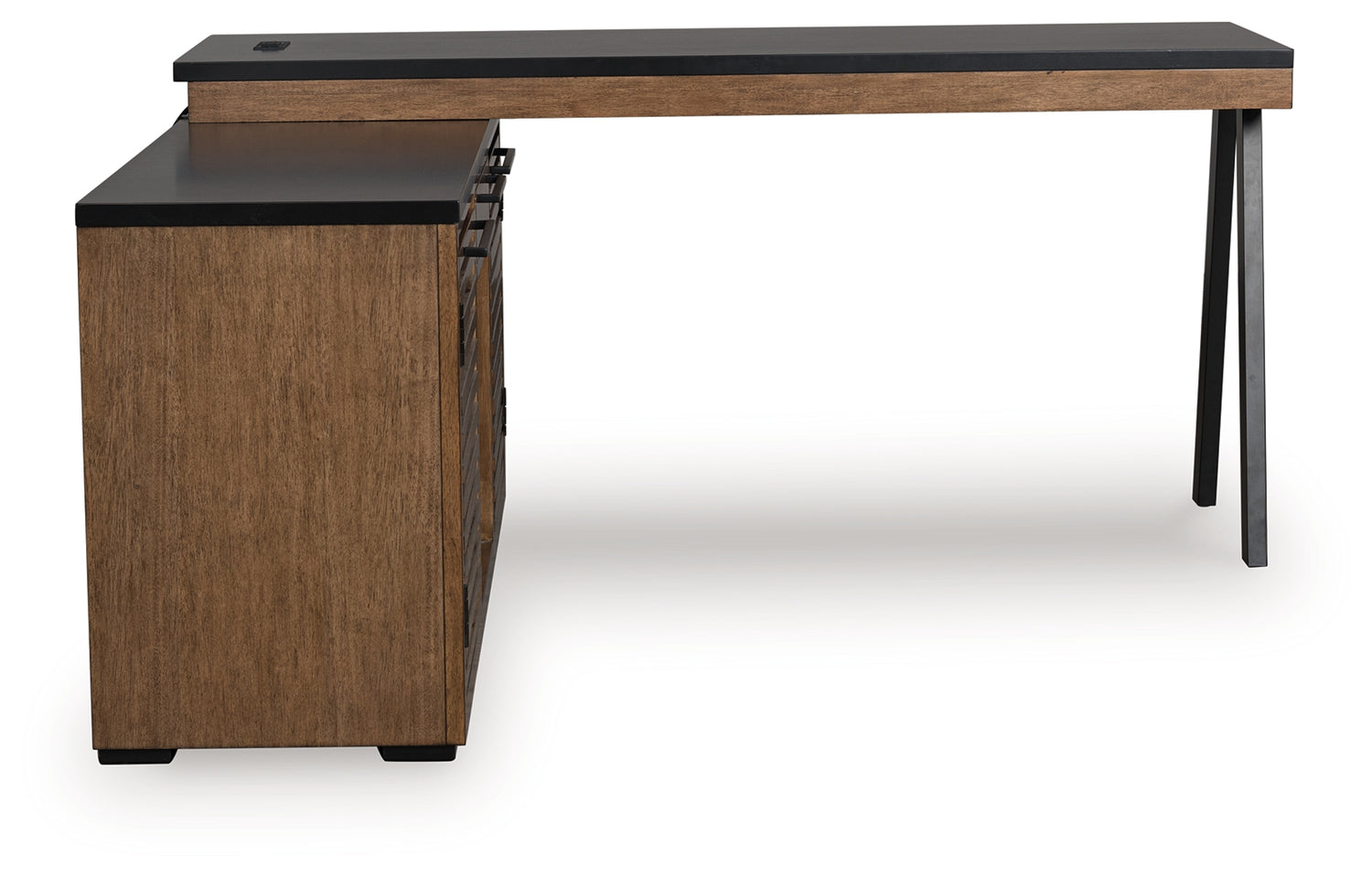 Kallari Warm Brown/Black Credenza with Desk Return - H737H1
