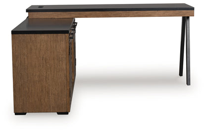 Kallari Warm Brown/Black Credenza with Desk Return - H737H1