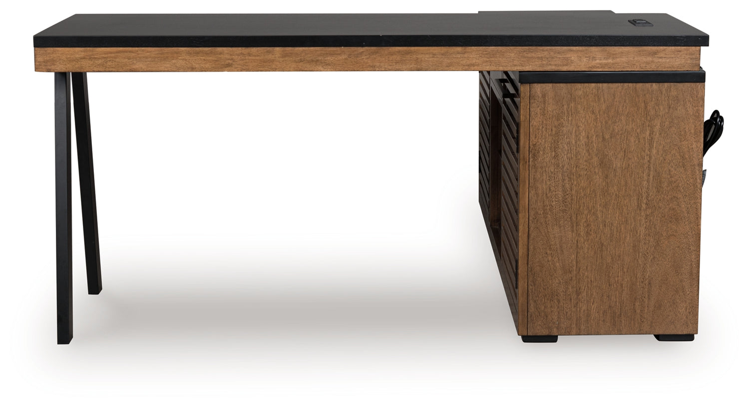 Kallari Warm Brown/Black Credenza with Desk Return - H737H1