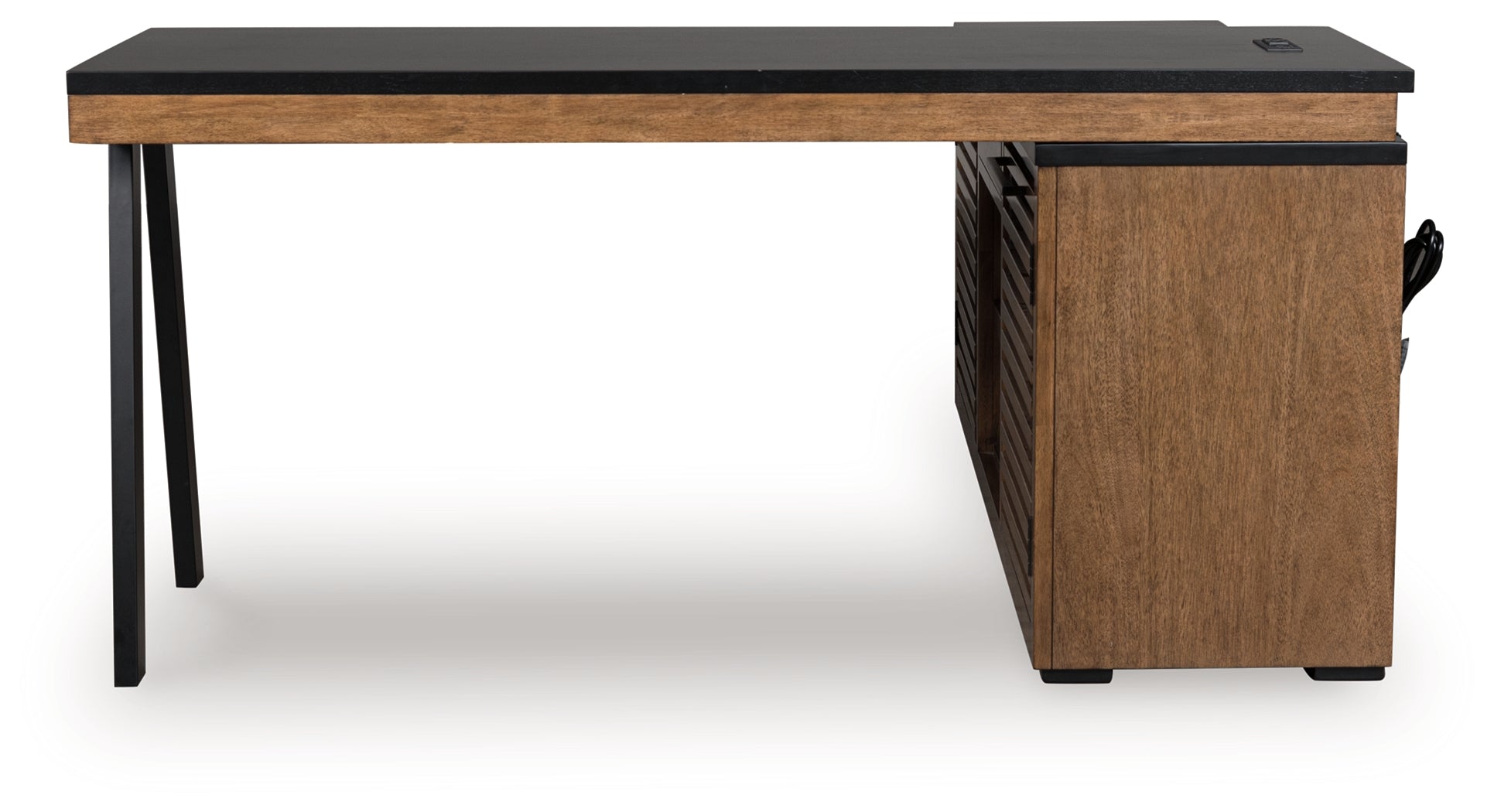 Kallari Warm Brown/Black Credenza with Desk Return - H737H1