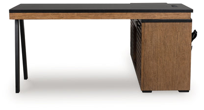 Kallari Warm Brown/Black Credenza with Desk Return - H737H1