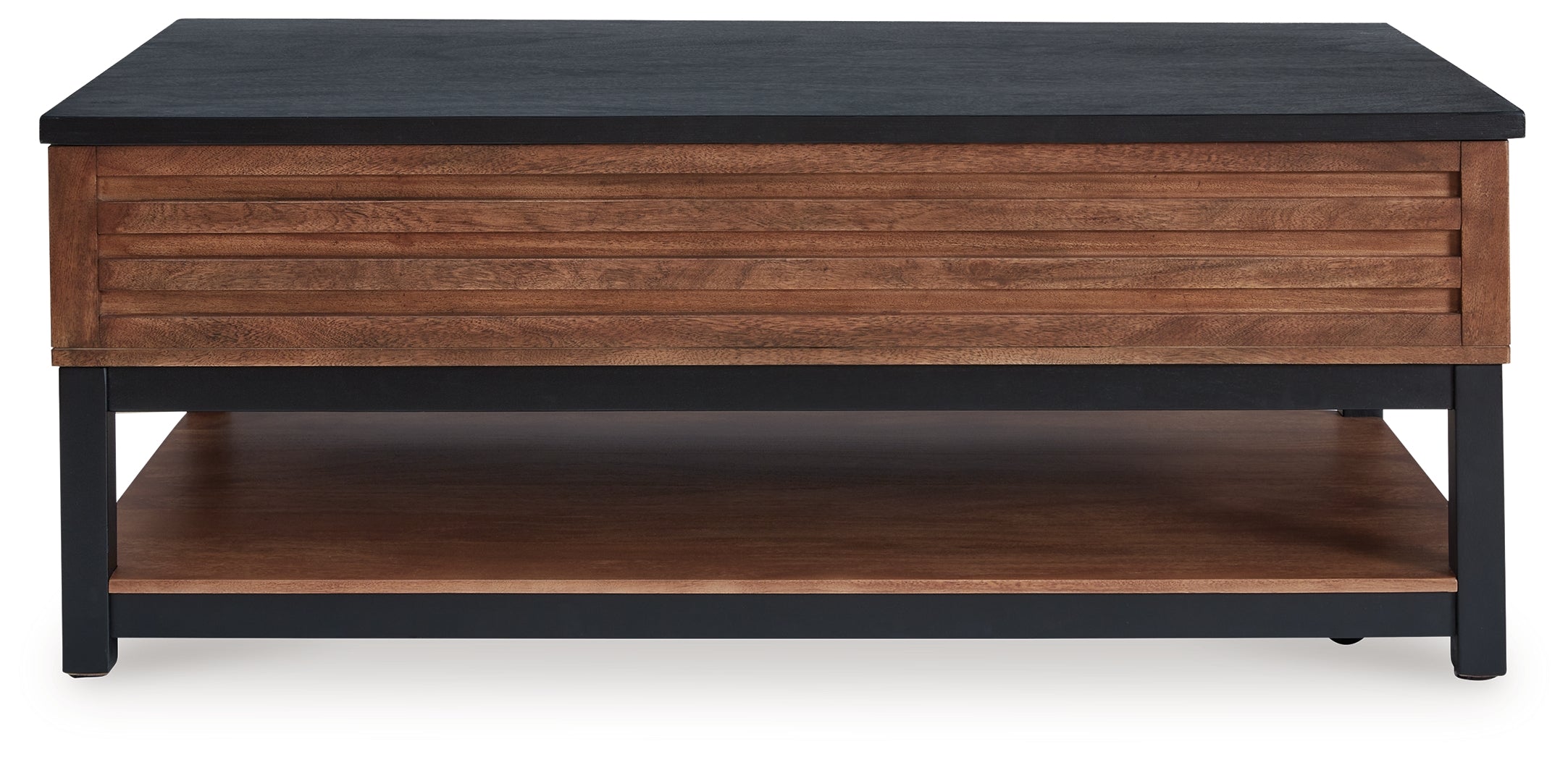 Kallari Warm Brown/Black Lift-Top Coffee Table - T737-9