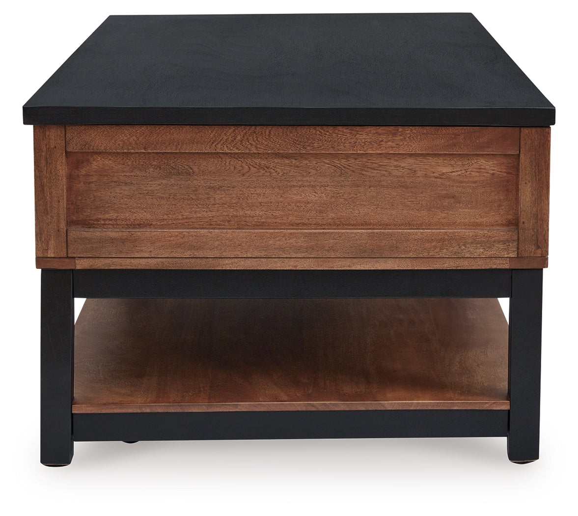 Kallari Warm Brown/Black Lift-Top Coffee Table - T737-9