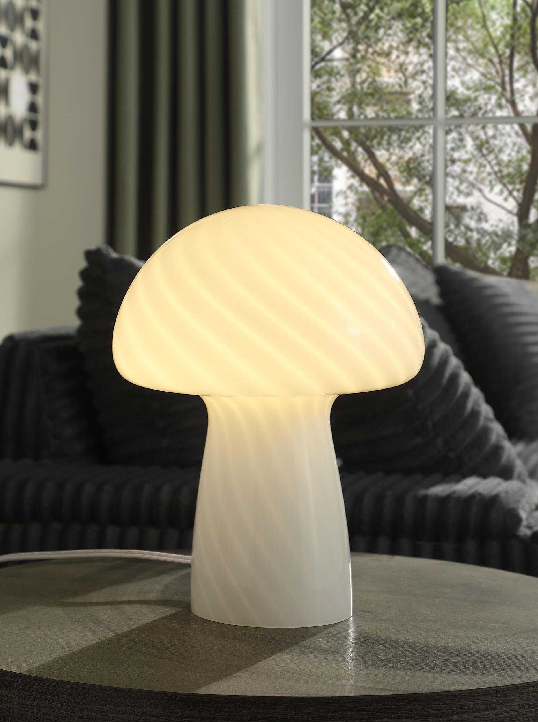 Kanaby Mushroom Shaped Glass Bedside Table Lamp White - 920249