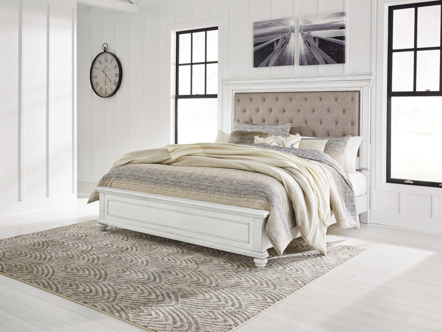 Kanwyn King Panel Bed, Dresser, Mirror and 2 Nightstands - B777B31
