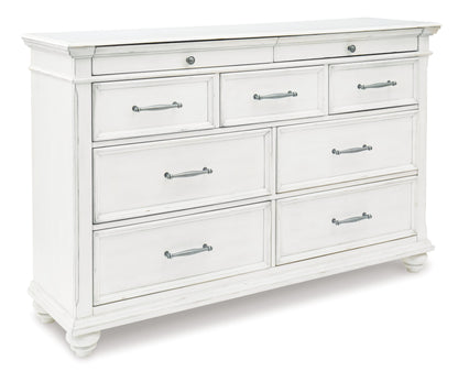 Kanwyn King Panel Bed with Storage with Dresser in Whitewash from Ashley - Luna Furniture