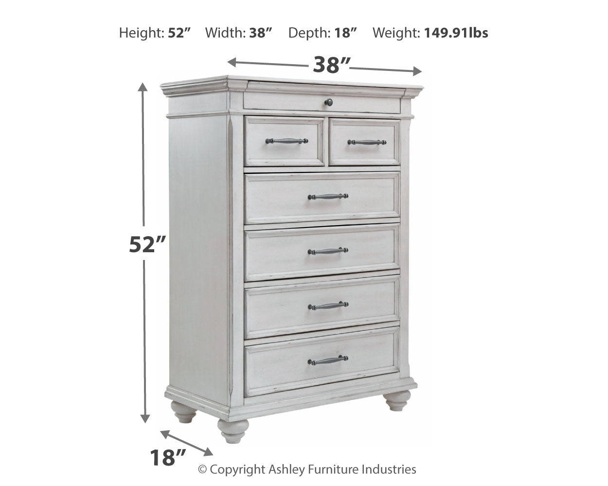 Kanwyn King Panel Bed with Storage with Mirrored Dresser, Chest and Nightstand in Whitewash - PKG007952
