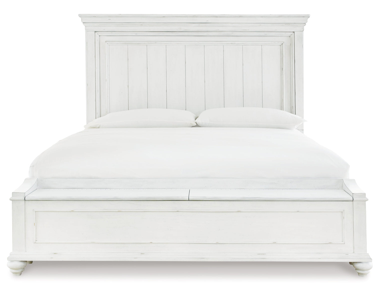 Kanwyn Queen Panel Bed with Storage with Dresser in Whitewash - PKG007938
