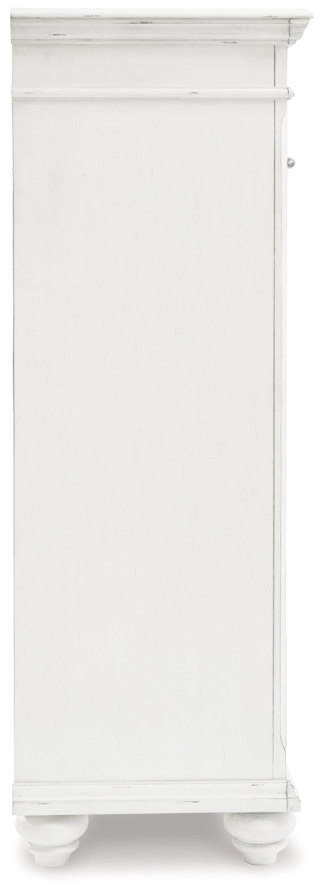 Kanwyn Whitewash Cal King Upholstered Panel Bed, Dresser, Mirror and Chest - B777B23