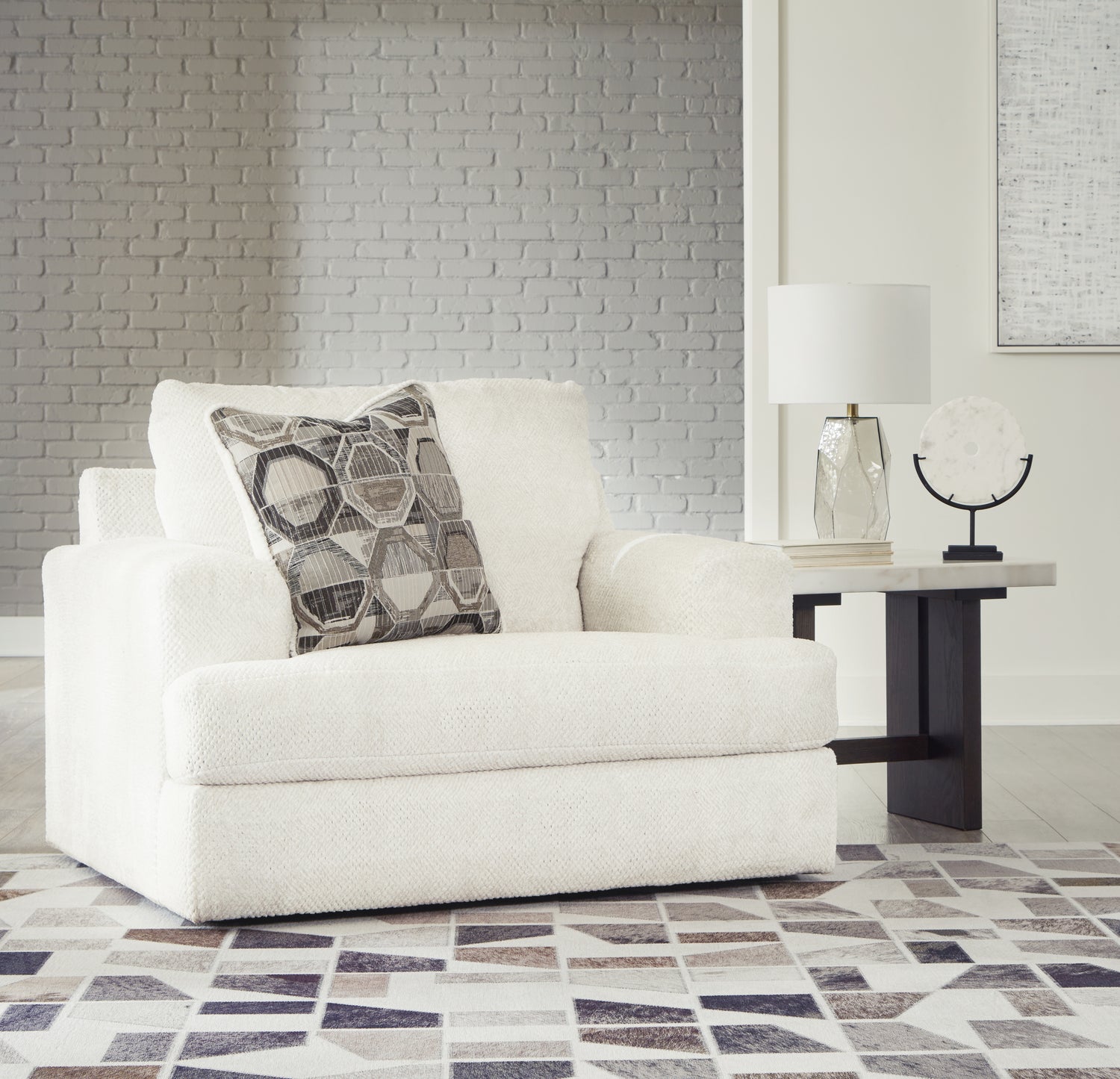 Karinne Linen Loveseat, Oversized Chair and Accent Ottoman - 31403U5