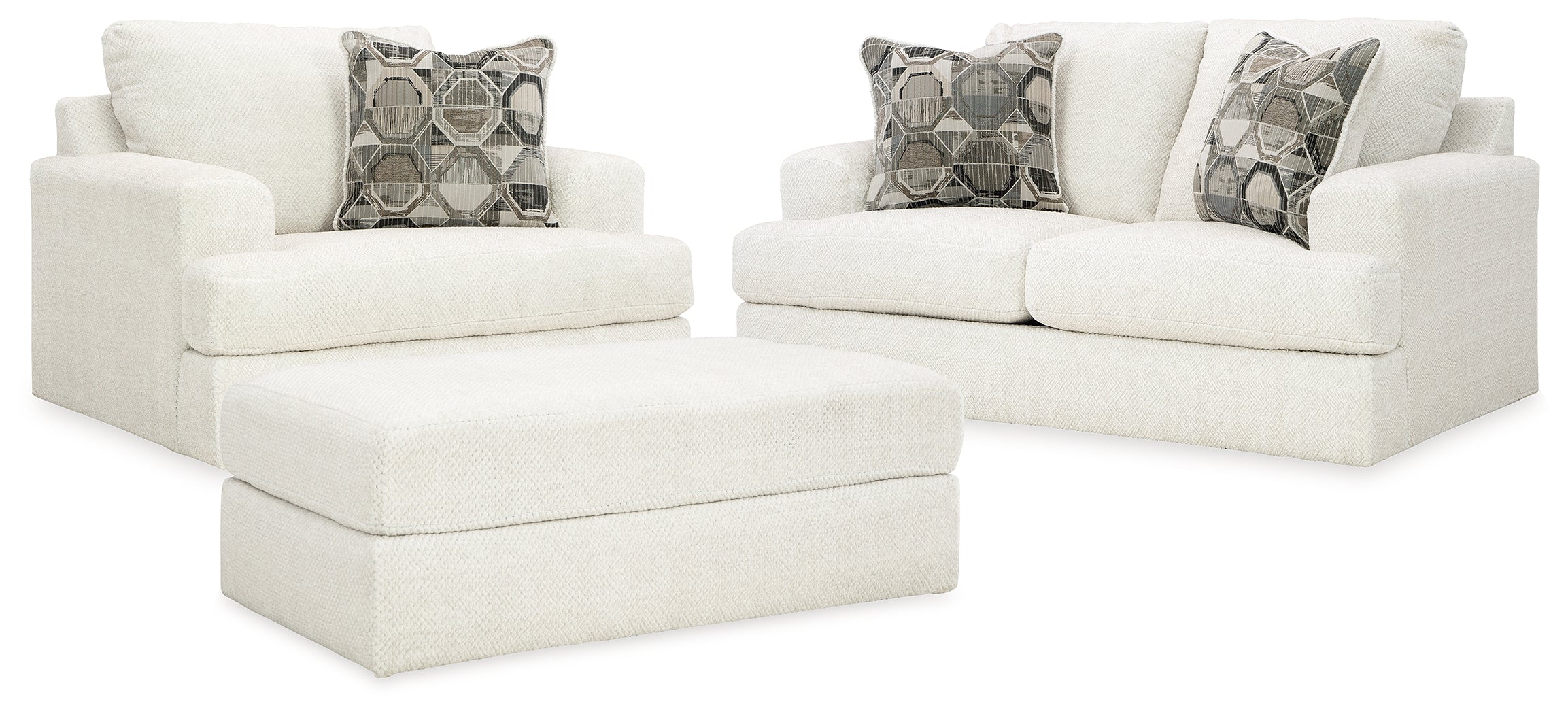 Karinne Linen Loveseat, Oversized Chair and Accent Ottoman - 31403U5