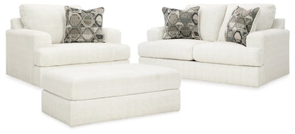 Karinne Linen Loveseat, Oversized Chair and Accent Ottoman - 31403U5