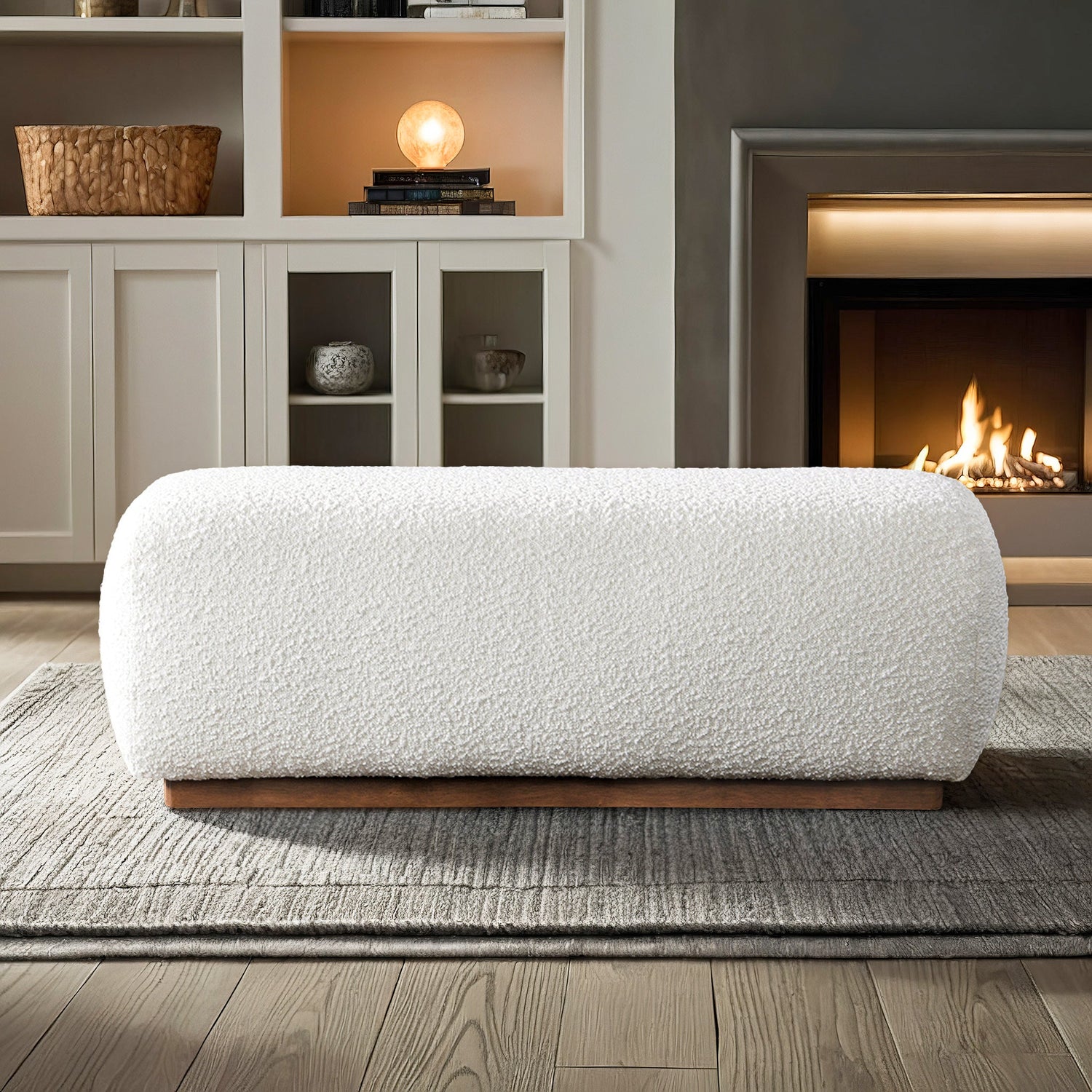 Kelvin Ivory Boucle Bench - BEN00502411