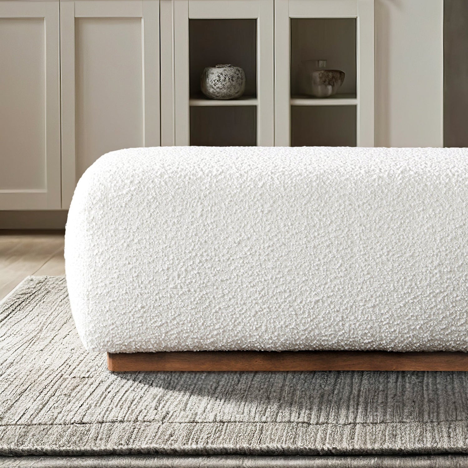 Kelvin Ivory Boucle Bench - BEN00502411