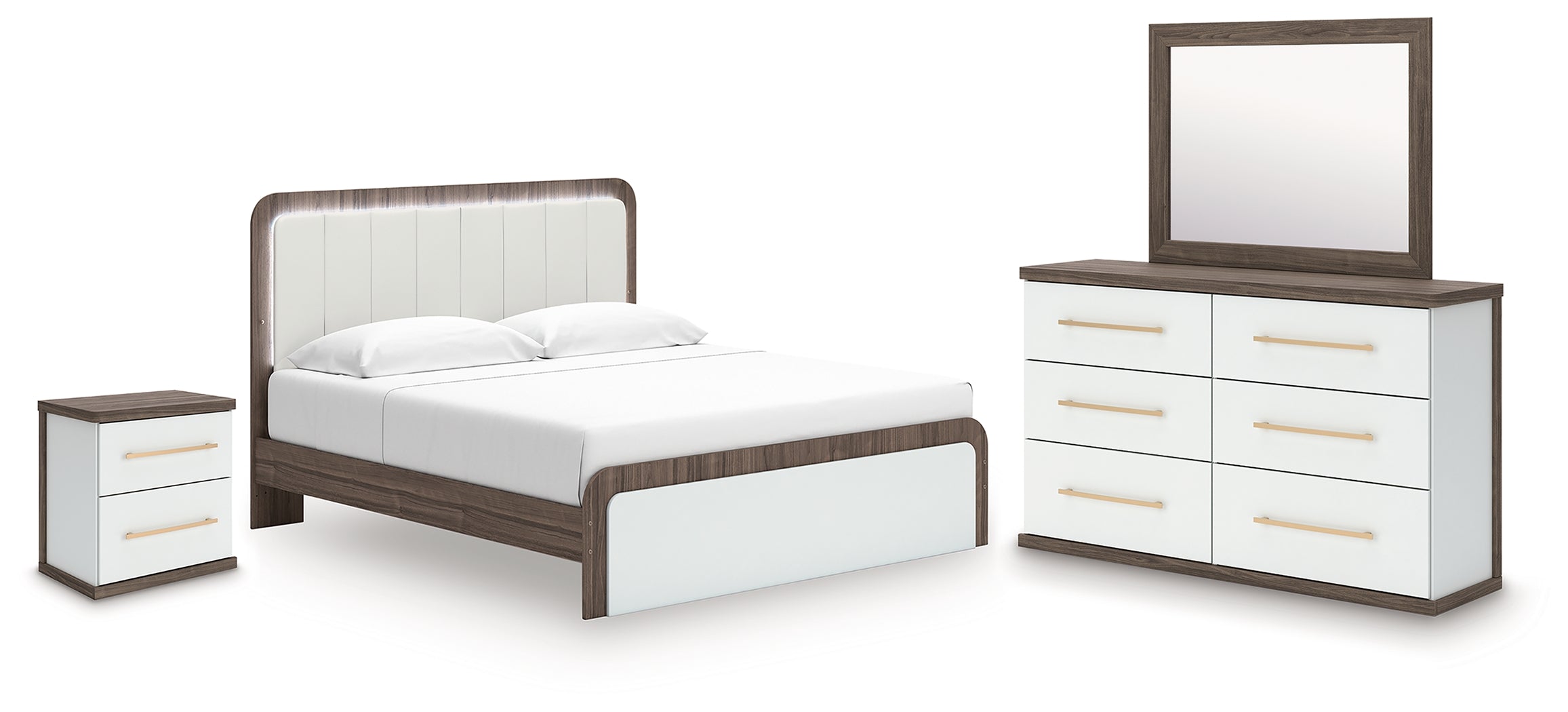 Kendanport King Platform Bed, Dresser, Mirror and Nightstand - PCB1108B12