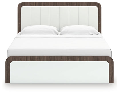 Kendanport Brown/White King Upholstered Bed from Ashley - Luna Furniture