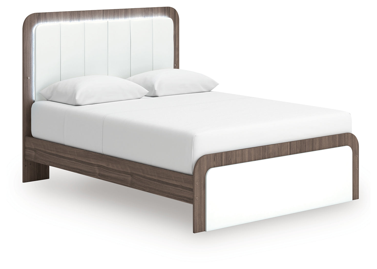 Kendanport Queen Upholstered Platform Bed, Dresser and Mirror - PCB1108B3