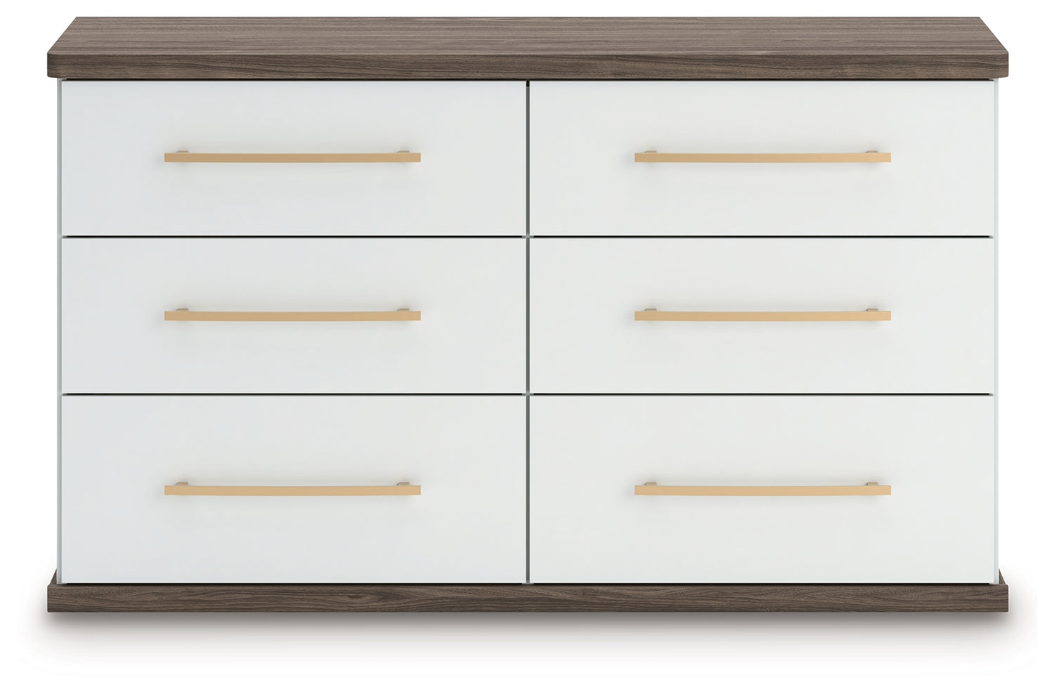 Kendanport White/Brown King Upholstered Bed, Dresser and Nightstand - PCB1108B11