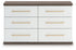 Kendanport White/Brown King Upholstered Bed, Dresser and Nightstand - PCB1108B11