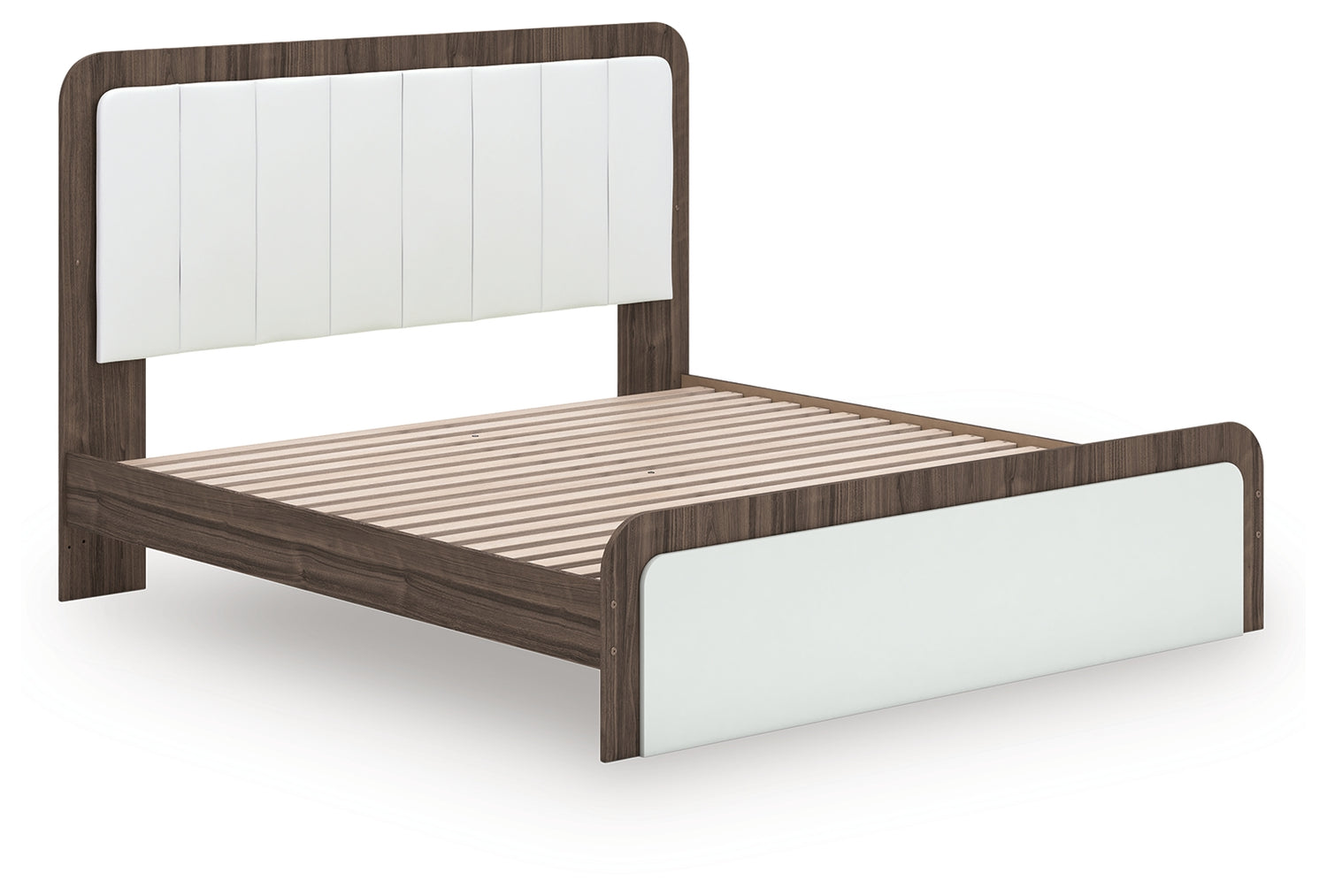 Kendanport White/Brown King Upholstered Bed, Dresser and Nightstand - PCB1108B11