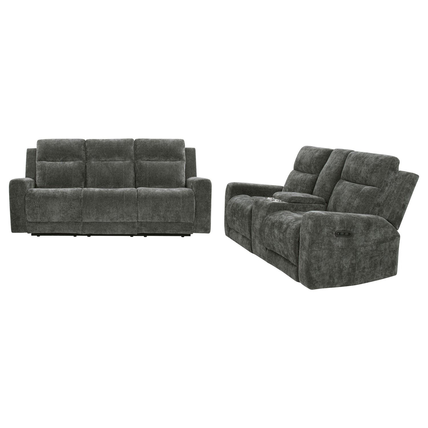 Kennett 2-piece Chenille Power Reclining Sofa Set Dark Grey - 610154P-S2