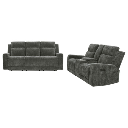 Kennett 2-piece Chenille Power Reclining Sofa Set Dark Grey - 610154P-S2