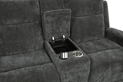 Kennett 2-piece Chenille Power Reclining Sofa Set Dark Grey - 610154P-S2
