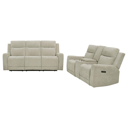 Kennett 2-piece Chenille Power Reclining Sofa Set Ivory - 610151P-S2