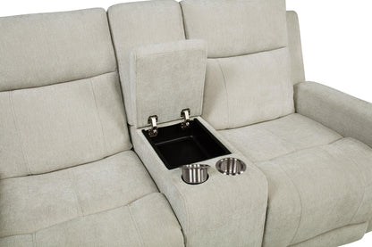 Kennett 2-piece Chenille Power Reclining Sofa Set Ivory - 610151P-S2
