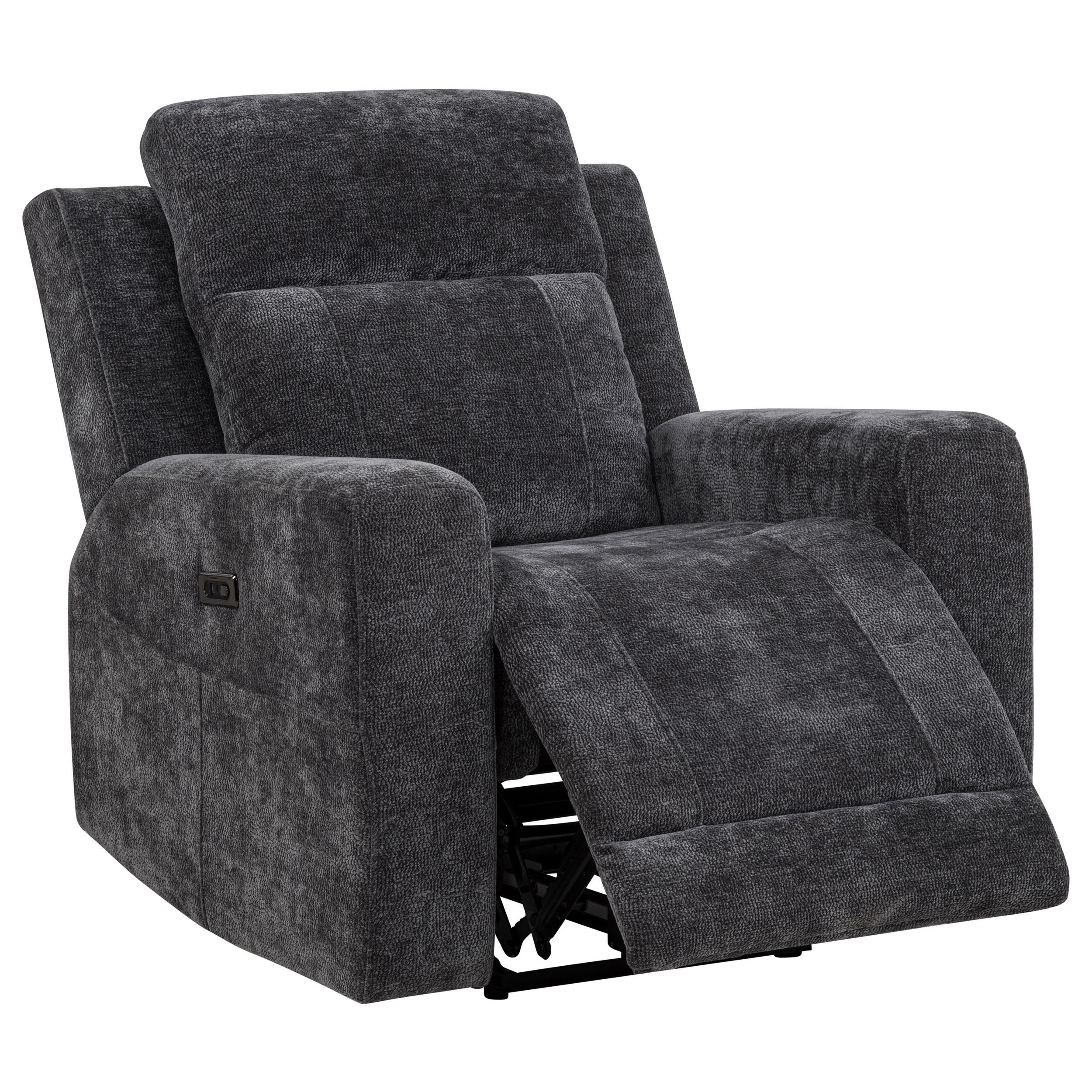 Kennett Chenille Upholstered Power Recliner Chair Dark Grey - 610156P